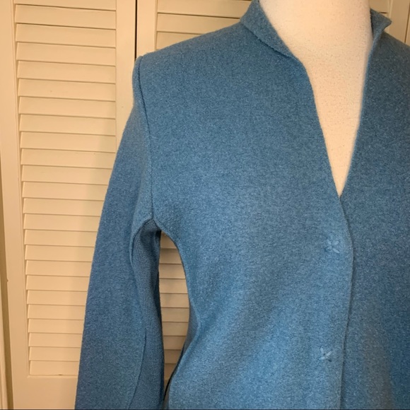 Eileen Fisher blue snap front button jacket - Picture 2 of 13